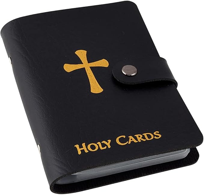 Holy Card Holder Carrying Case for Adults, Unisex, Faux Leather, Up to 40 Cards, Black, Snap Closure