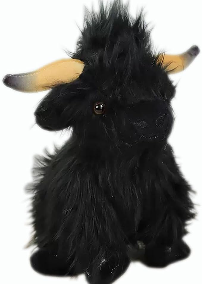 Highland Cow Stuffed Animal Cute Highland Cow Plush Doll Toy 10 inch for Girls Boys Christmas (Highland Cow Black)