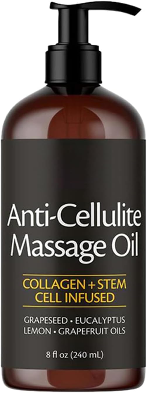 Firming Body Anti-Cellulite Massage Oil with Collagen Helps Smooth the Appearance of Cellulite & Improve Skin Texture – Refreshing Aromatherapy Body Oil for Legs & Full Body 8 fl oz (1pcs)