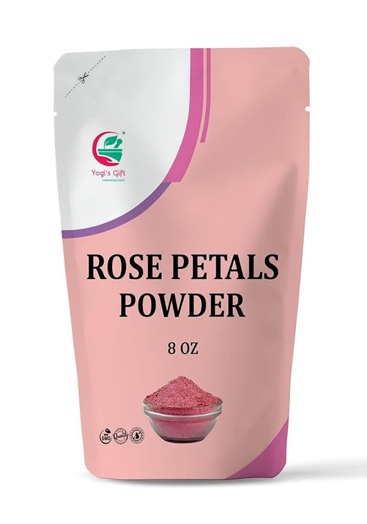 Rose Petal Powder 8 oz | Ideal for Face Packs & DIY Beauty Care | Make Tea, Smoothies or Lattes | Excellent Choice For Skin Care | by Yogi’s Gift®