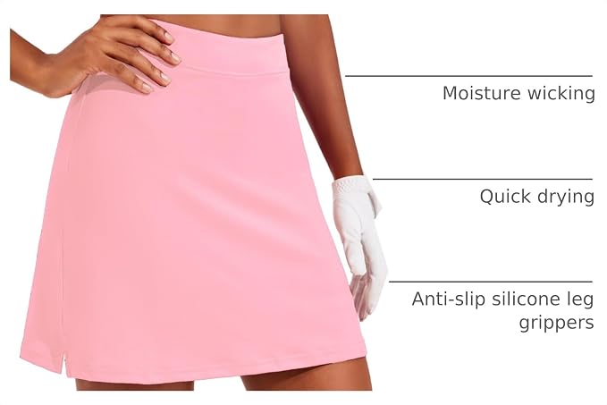 Ekouaer 16" Skorts for Women with Pockets Golf Pickleball Tennis Skirt | Silicone Grippers,2 Inner Pockets,Wide Waist,Side Slit Hem,Breathable,Soft,Lightweight