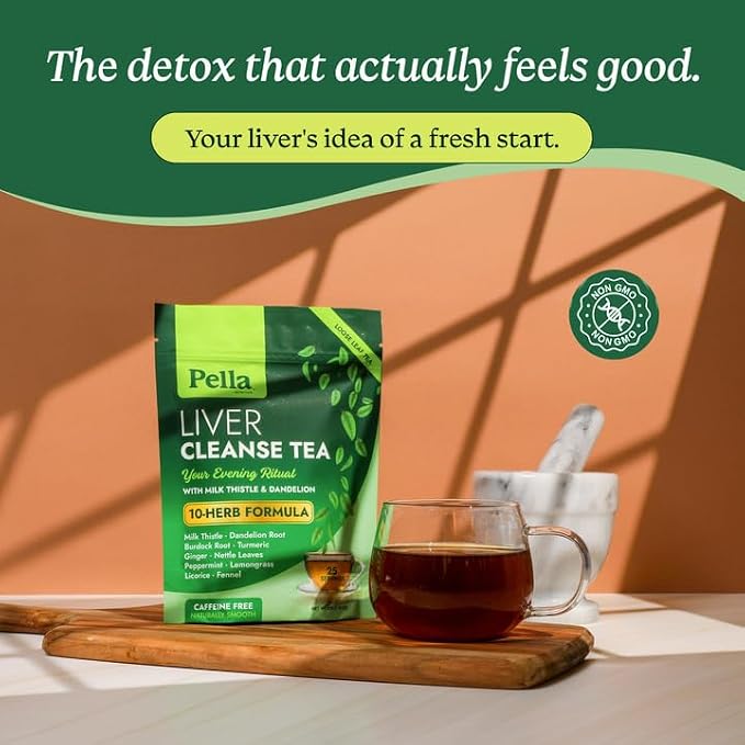 Liver Cleanse Tea – 10-Herb Formula with Milk Thistle Dandelion Burdock Turmeric Ginger Nettle Leaves Peppermint Lemongrass Licorice & Fennel – Vegan Kosher Caffeine-Free Loose Leaf Tea – 25 Servings