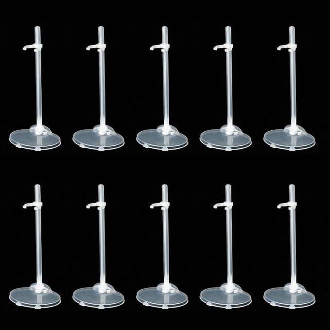 QINGZHE 22Pcs Adjustable Doll Stands, Plastic Doll Display Holders, Clear Action Figure Stand, Toy Dolls Accessories, Transparent Display Stand Support for 11 to 13 Inch Tall Dolls