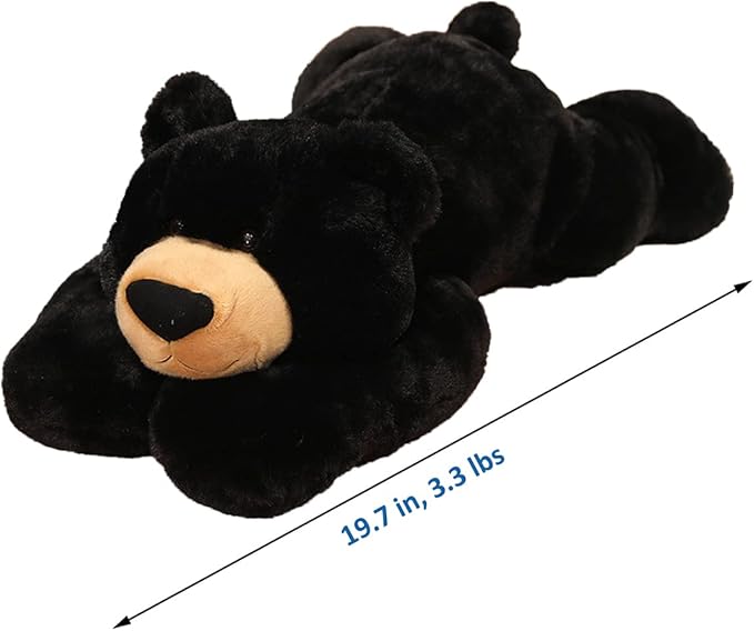 Weighted Stuffed Animals, 19.7in 3.3lbs Weighted Bear Stuffed Animal Toy Cute Black Bear Plush Pillow for Adults Boys Girls