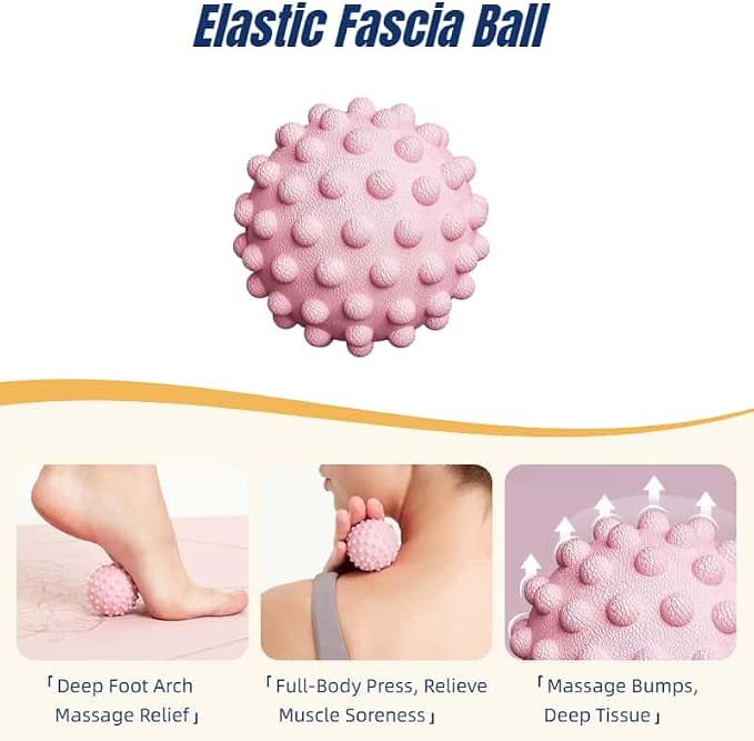 Foot Massage Ball & Foot Roller 3-in-1 Set, Plantar Fasciitis Relief, Portable Dual-Roller Massager, Stimulates & Activates Plantar Nerves, Relieves Foot Pain and Soreness, Improves Blood Circulation