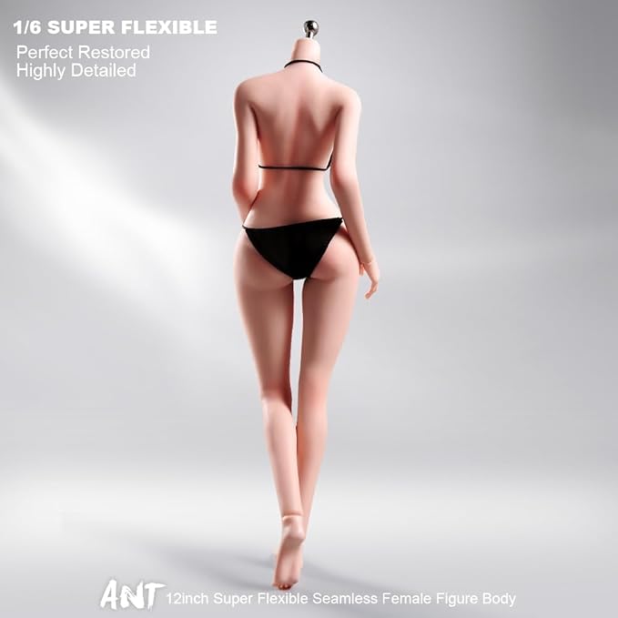 1/6 Scale Female Action Figure Body, 12 inches Seamless Flexible Action Figure Body Model with Detachable 5 Pairs Hand Gesture Shapes (Normal Skin)