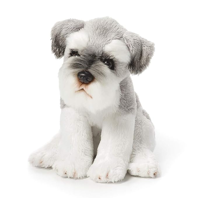 DEMDACO Schnauzer Children's Plush Beanbag Stuffed Animal Toy, Light Grey