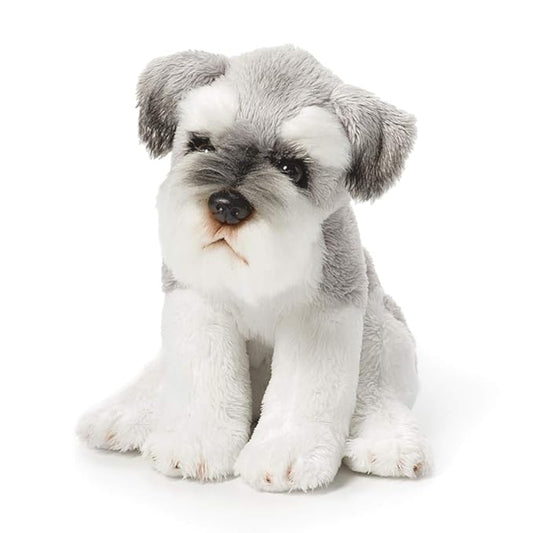 DEMDACO Schnauzer Children's Plush Beanbag Stuffed Animal Toy, Light Grey