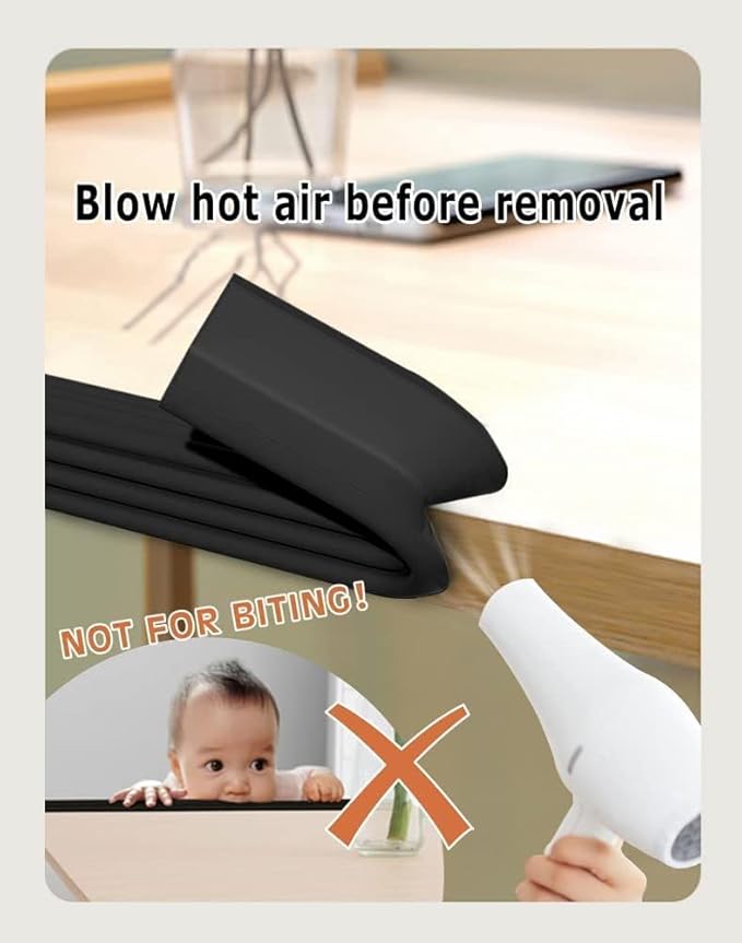 Edge Protector for Baby Proofing, Corner Protector Baby, Desk Edge Cushion, Extra-Wide Soft Foam Padding Self Adhesive Furniture Corner Guard Bumper for Table, Fireplace 16.4ft Black