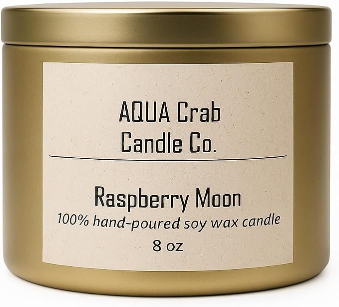 Raspberry Moon Soy Candle, Sweet Berry and Floral Scent, Hand-Poured, Cotton Wick