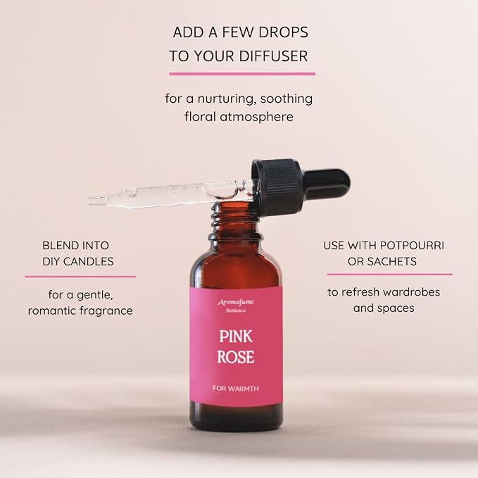 Pink Rose Essential Oil Diffuser Blend by Aromafume | 1 x 30ml / 1 fl oz | Floral & Woody Scent for Romance, Sensuality & Good Vibrations | Rose Aromatherapy Oil | Vegan & Cruelty-Free