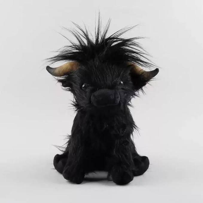 Highland Cow Stuffed Animal Cute Highland Cow Plush Doll Toy 10 inch for Girls Boys Christmas (Highland Cow Black)