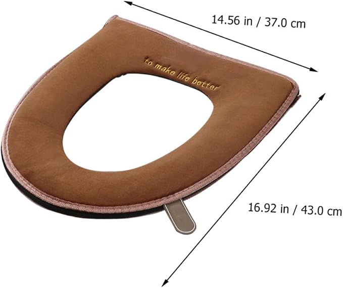 LABRIMP 2pcs Thickened Winter Bathroom Toilet Seat Cover Washable and Reusable Cushion Pad for Added Toilet Seats Easy Installation Random