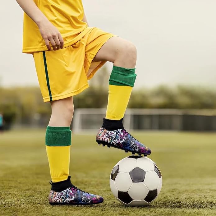 Soccer Cleats Boys Youth Training Football Cleats Athletic Outdoor Girls Soccer Shoes High-top Kids Football Shoes for Little/Big Kid