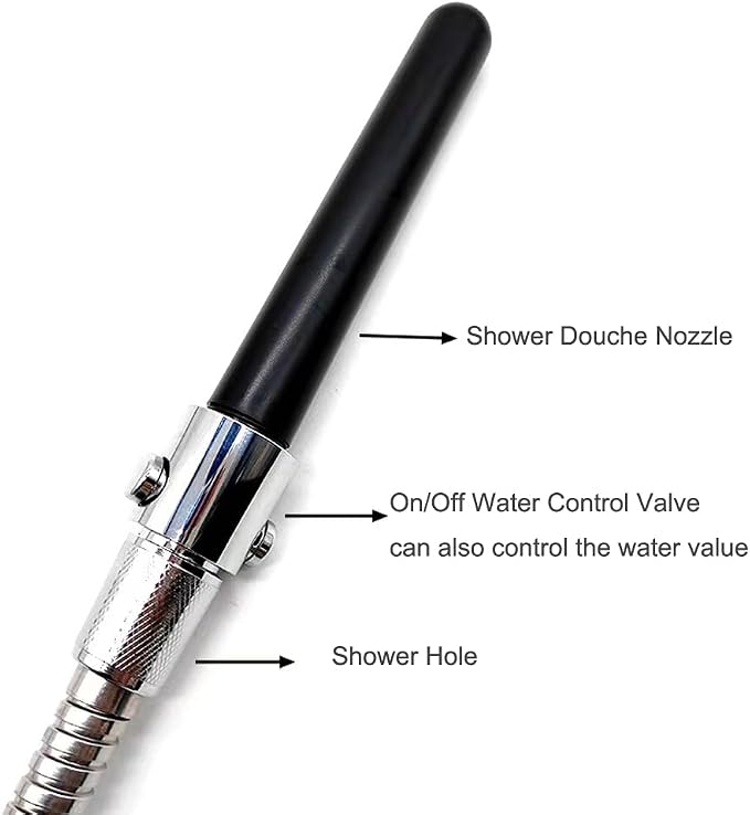 Travel Shower Enema Douche System Water Control Valve for Men and Women Portable Cleaning,Shower Douche Enema Nozzle Kit Colonic System Cleaner for Most Shower Systems Black
