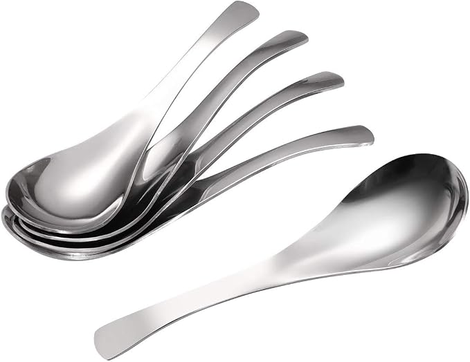 Soup Spoons,Stainless Steel Short Handle Spoons, Classic And Durable Soup Spoon, Set of 5.