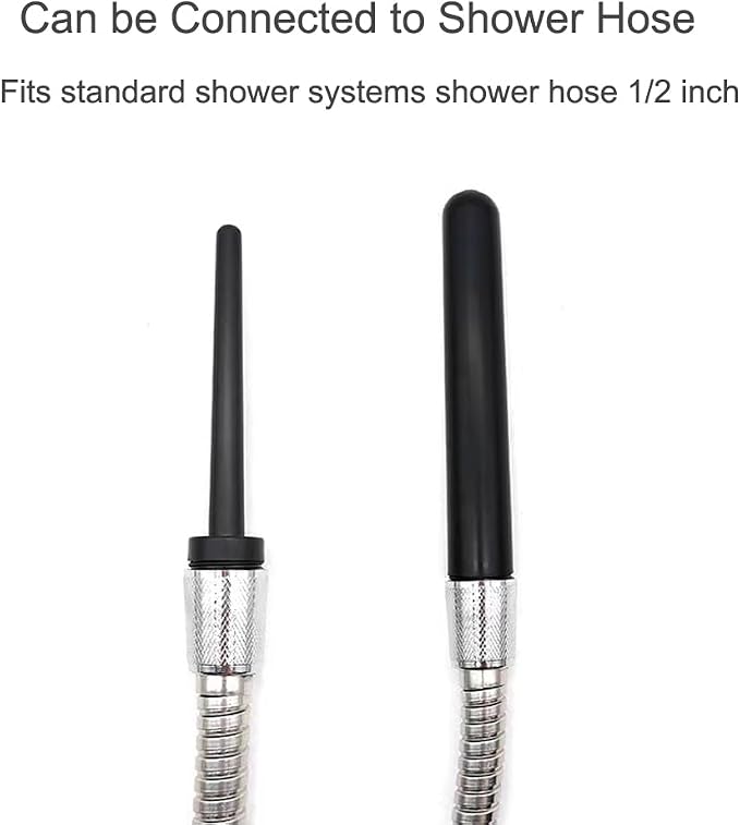 Douche Enema Nozzle With On/Off Water Control Valve Switch, Shower Attachment for Men and Women Portable Cleaner, Colonic System Kit for Most Shower Systems - ABS Black