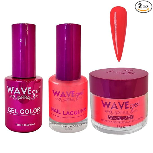 WAVEGEL Soak-Off Gel, Nail Lacquer & Acrylic/Dip Powder Matching Set - Princess Collection - #101 Amaranth