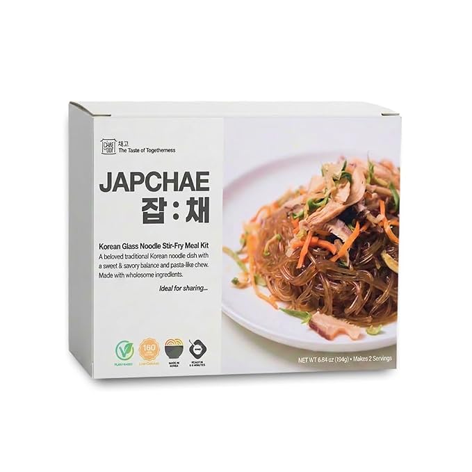Chaego Japchae Korean Glass Noodles Stir-Frying Vegan Asian Prepared Meals Self Heating Instant 2 serving