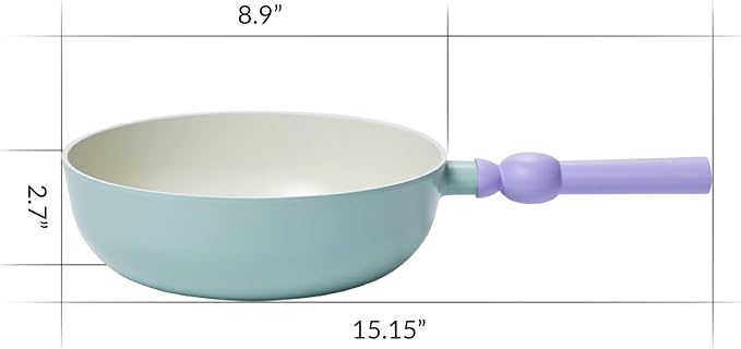 Neoflam Better Finger Cookware Set - Mint and Yellow, Beginner 3-Piece Ceramic Coating Kitchen Pot and Wok