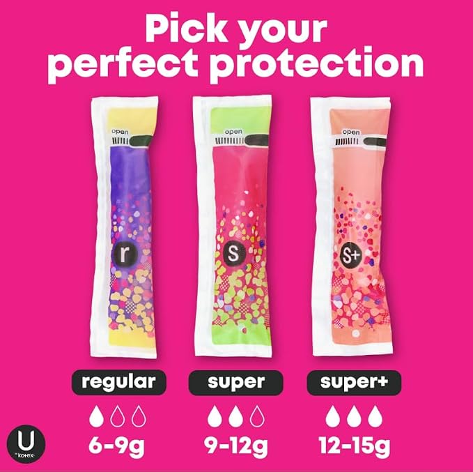 U by Kotex Click Compact Tampons, Super Absorbency, Unscented, 16 Ct (Pack of 4)