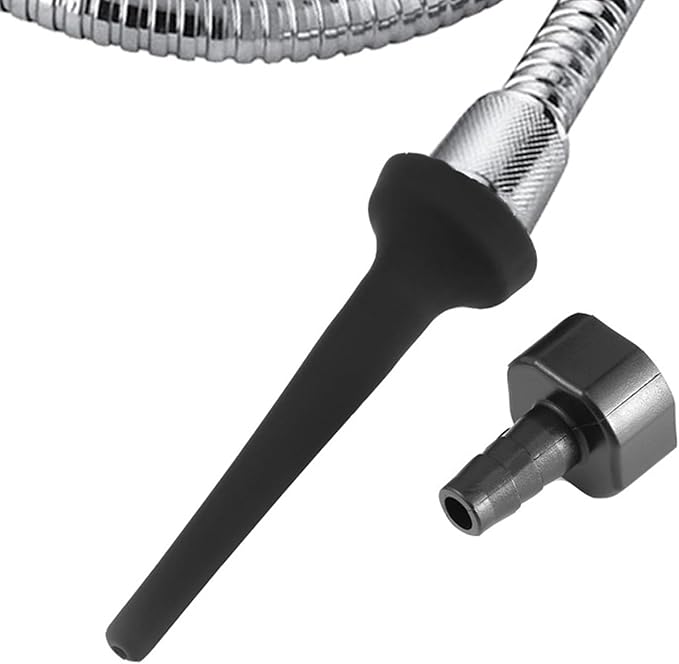 2 Pc Shower Enema Douche Nozzles , Comfortable Silicone Nozzles Enema Attachment, Reusable Shower Enema Black