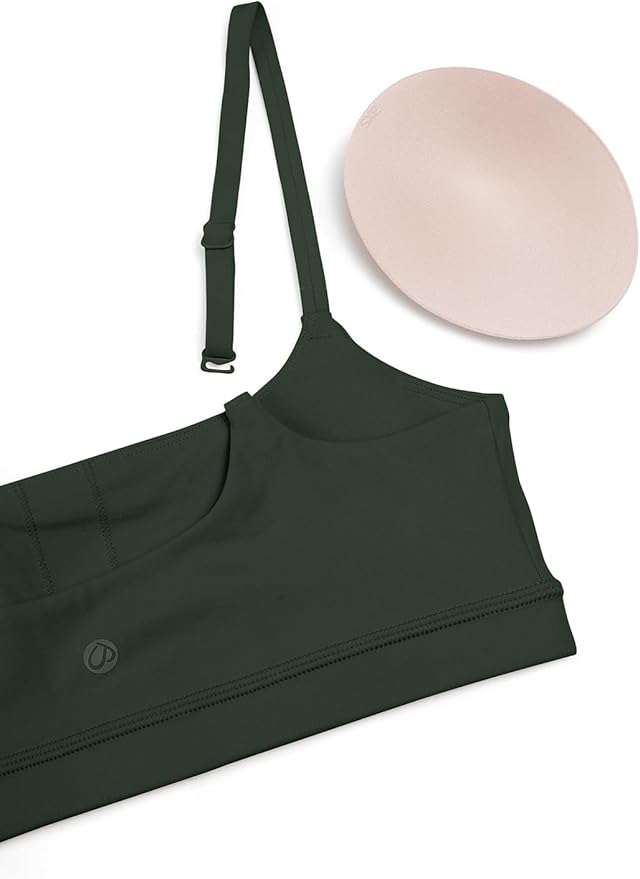 CRZ YOGA Butterluxe Adjustable Spaghetti Strap Sports Bras for Women - Scoop Neck Wireless Padded Yoga Workout Crop Top