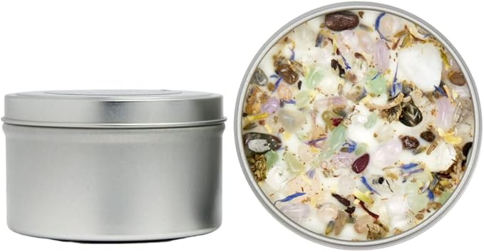 Moon Garden Candle by New Moon Beginnings - Soy Candle - All Natural Aromatherapy Crystal Candles - Intention Candle - Manifestation Candle - 8 oz Tin