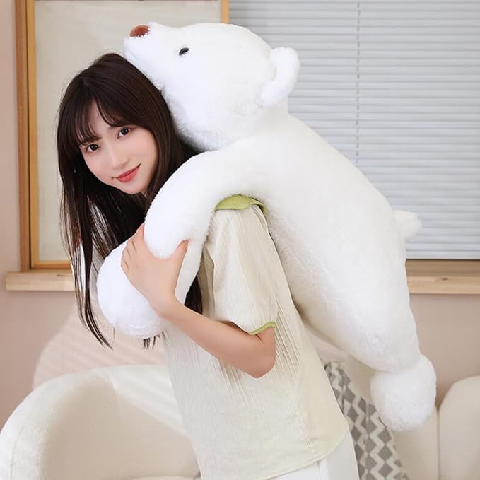 Large Weighted Bear Stuffed Animals, 31.5" White Bear Plush Throw Pillow Super Cute Kawaii Plushie Polar Bear Hugging Toys Gifts for Boys Girls Adults, 80cm, White