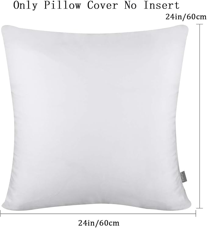 Thmyo 4-Pack 100% Cotton Comfortable Solid Decorative Throw Pillow Case Square Cushion Cover Pillowcase Sublimation Blank Pillow Covers DIY Throw Pillowcase for Sofa Christmas(24x24inch/60x60cm,White)