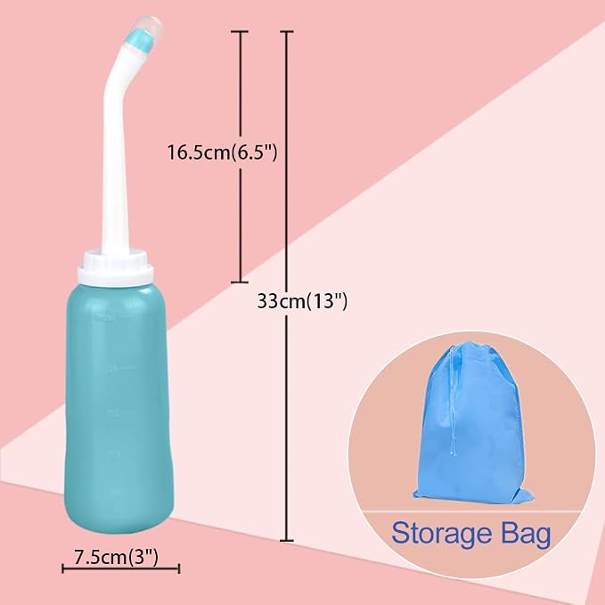 Handheld Personal Bidet Bottle, Bottle for Gentle Postpartum Care and Cleansing, Feminine Care， Personal Perineum Cleansing, 500Ml Portable Bidet Travel Bidet（Green）, Resistant to 100ºC,Bonus Bag