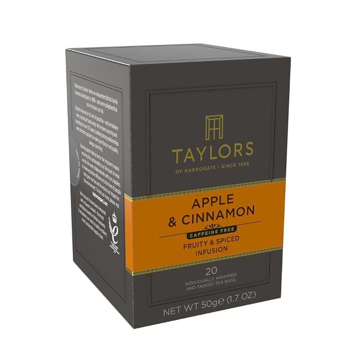 Taylors of Harrogate Apple & Cinnamon, Herbal Tea Individually Wrapped Teabags, 20 Count (Pack of 6), Spiced, Fruity & Sweet, Caffeine-Free, Enjoy Hot or Iced, 120 Teabags Total
