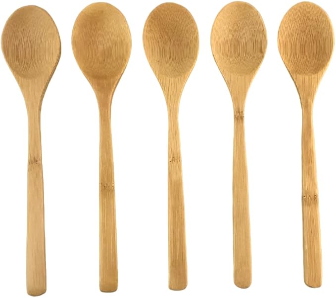 JapanBargain, 10-Piece Bamboo Dinner Spoons Set, 8-Inch Reusable Wooden Spoons for Kids, Appetizer, Dessert, Ice Cream, Yogurt, Fruit, Snack, Condiment, Eco-Friendly Flatware for Family Use