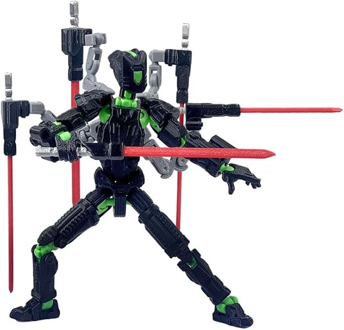 T13 Action Figure Set (Assembly Completed)，3D Printed Multi-Jointed, Desktop Decorations for Game Lovers Toys,5.5Inch (Black and Green)