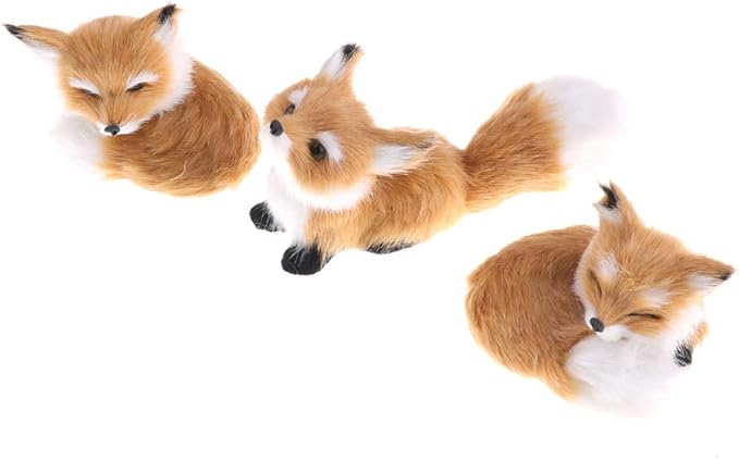 GUDVES Simulation Brown Fox Toy Furs Squatting Fox Model Home Decoration Animals World with Static Action Figures (Fox Toy)