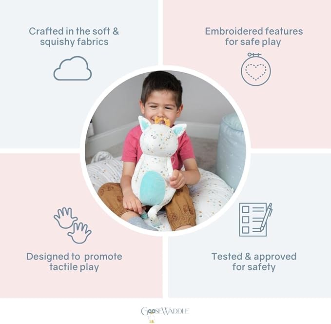 GooseWaddle Super Soft Printed Plush Adorable Stuffed Animal for Kids, Doll, and Reindeer Lovers for Playtime and Cuddles (10" When Sitting) (Leo Reindeer)