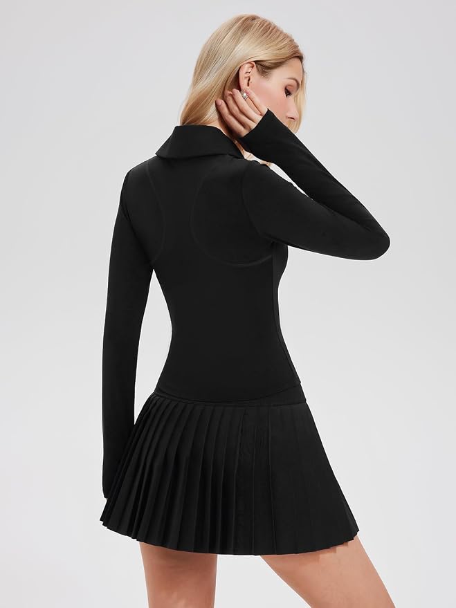 Women 2 Piece Tennis Skirt Set Polo Golf Outfits Racerback Tank Top Pleated Skort with Pockets Summer Workout Athletic Dress