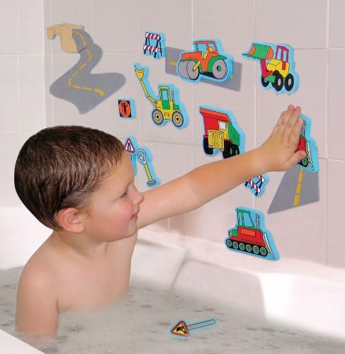 Edushape Magic Creations Foam Sticker Imaginative Bath Tub Activity Play Set, Road Construction