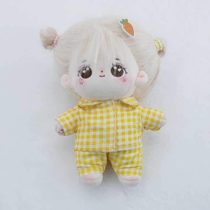 niannyyhouse 10cm 15cm 20cm Plush Doll Clothes Shirt Pants Multi-Color Plaid Pajama Set Doll Dressup (Green-1, 10cm)