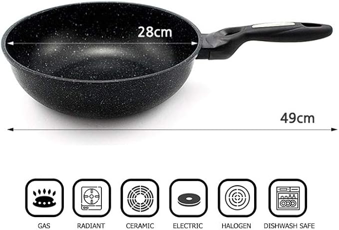 Marble Coated Cast Aluminum Non Stick Frying Wok (28cm / 11 Inch)