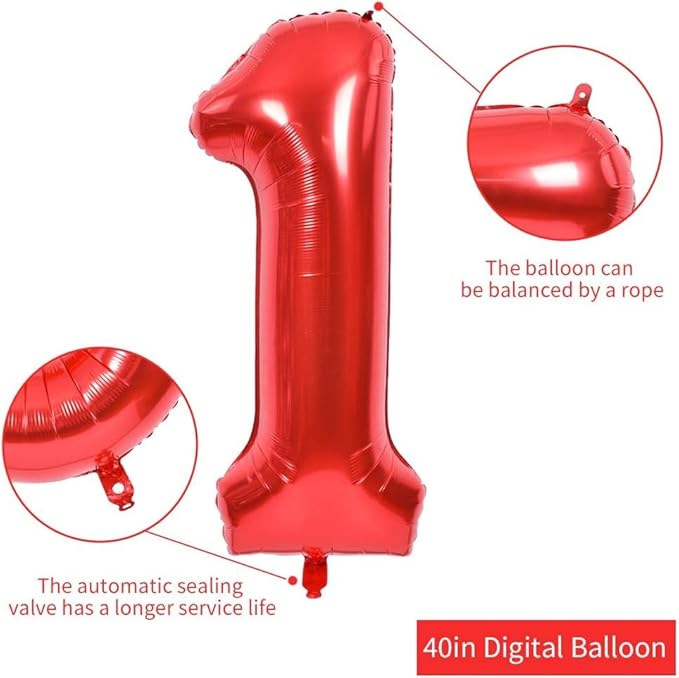 TONIFUL 40 Inch Red Large Numbers Balloons Number 16 Digital 16 Helium Balloons, Foil Mylar Big Number Balloons for Birthday Party Anniversary Supplies Decorations