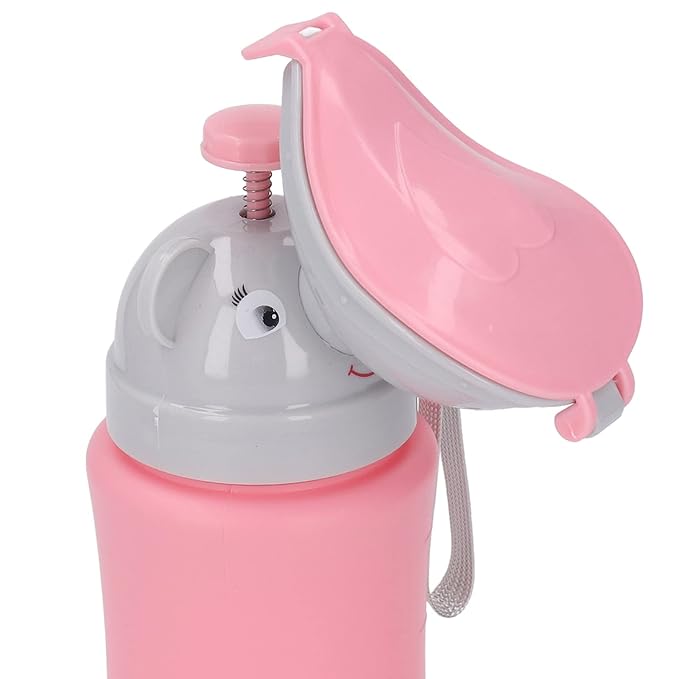 Asixxsix Toddler Urinal Cup, Leakproof Button Design Portable Potty for Boys, Car Potty with Silicone Rings Sealing for Travel Camping (Pink for Girl)