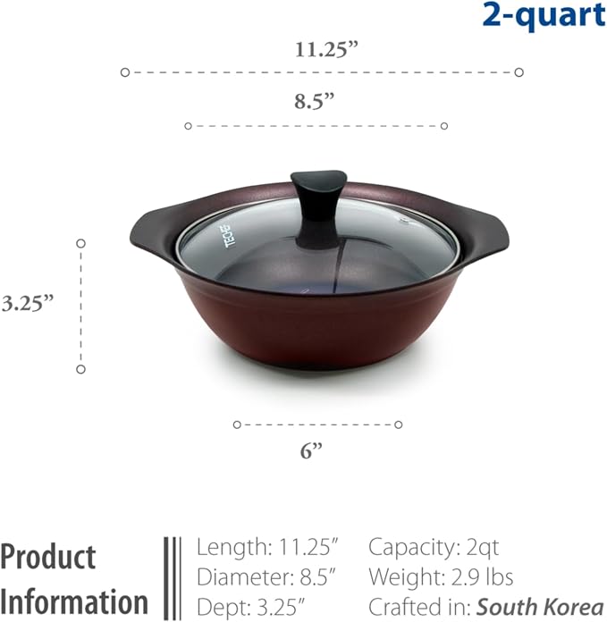 TECHEF - Art Pan Collection, Soup Pot With Glass Lid, Made in Korea (2-quart) Purple