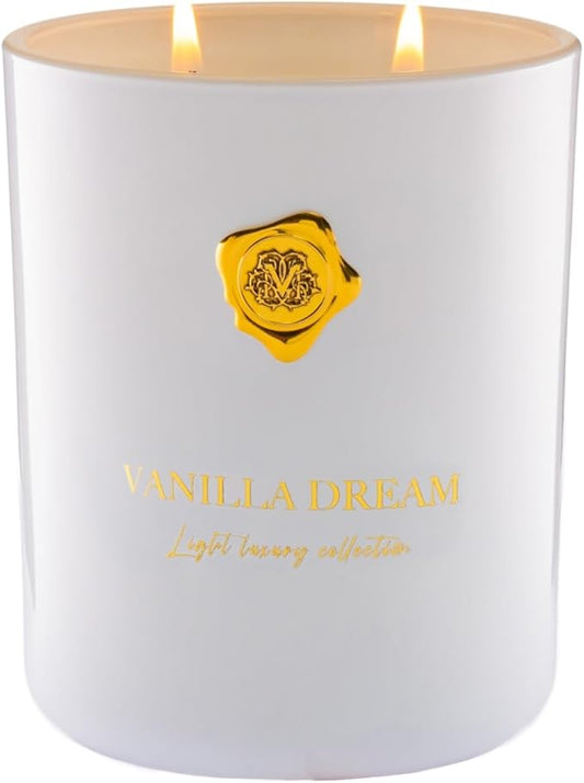 M&SENSE Vanilla & Dream Scented Candle | 90-Hour Burn,16.6 oz | Long-Lasting for Mood Healing and Gifting | Natural Non-Toxic Soy Wax | for Bathroom, Kitchen, Office