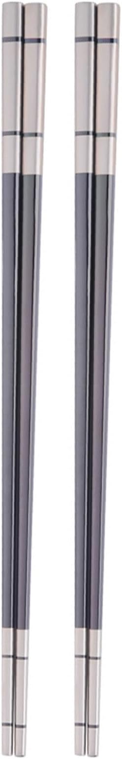 Reusable Stainless Steel Chopsticks,Dishwasher Safe , Easy to Use(2 PCS,black)