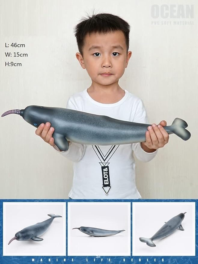 SmilerSmile Simulated Ocean Big Animal, One pc 15Inch Soft Filled Rubber Sea Educational Toys (Narwhale)