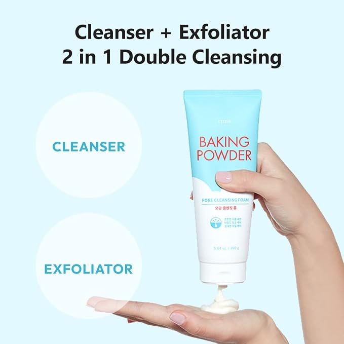 ETUDE Baking Powder Pore Cleansing Foam, Face Wash for Deep Dead Cells, Micro Sized Baking Powder to Clean Deep Inside Poer, Gentle Exfoliation, Soft and Creamy Bubble, Korean Skin Care (5.64 Ounce)