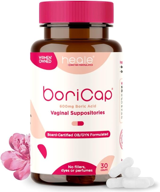 BoriCap Heale 600mg Boric Acid Suppositories | for Vaginal Odor | 30 Count | Made in the USA