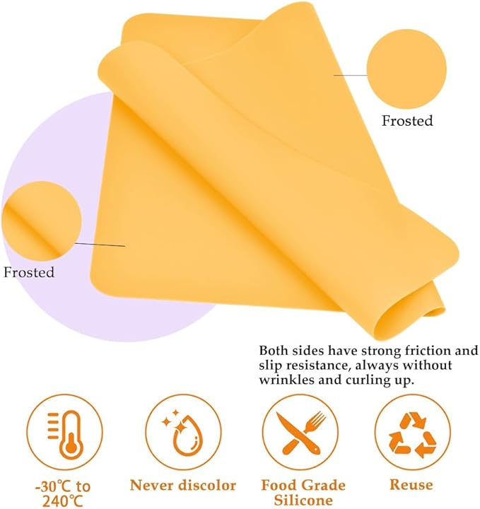 Silicone Mat, IKOCO 15.7"x 11.8" Silicone Craft Mat for Playdough A3 Large Nonstick Resin Molds Sheets for Epoxy Resin Jewelry Casting, Purple and Yellow