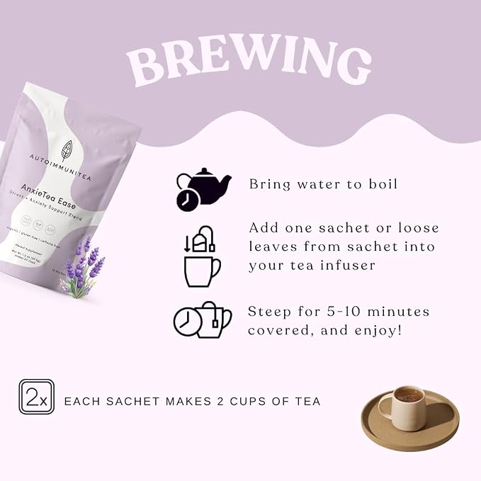 Organic Lavender Tea Loose Leaf Tea Bags – Sleep Tea, Passion Flower Tea, Calming Tea, Nighttime Tea, Relaxing Tea, Tulsi, Stress Tea, Caffeine Free AIP Bedtime Herbal Blend, 15 Count